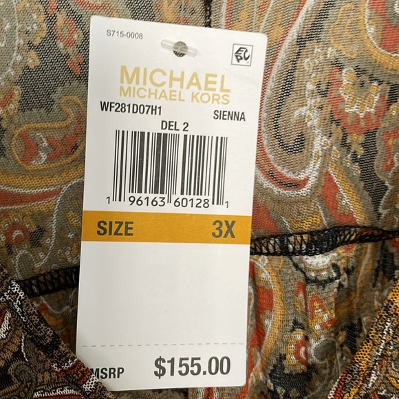 Michael Michael Kors Mesh Paisley Peasant V-Neck Long Sleeve Mini Dress sz 3X - Picture 6 of 10